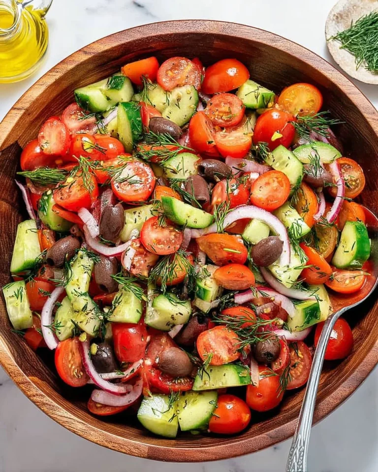 Fresh onion cucumber tomato salad in a bowl