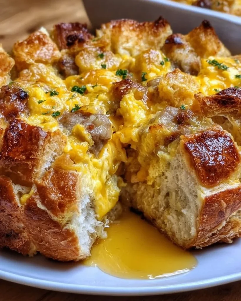 Delicious overnight croissant breakfast casserole recipe