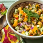 Fresh Peach and Cucumber Salad with vibrant colors and textures