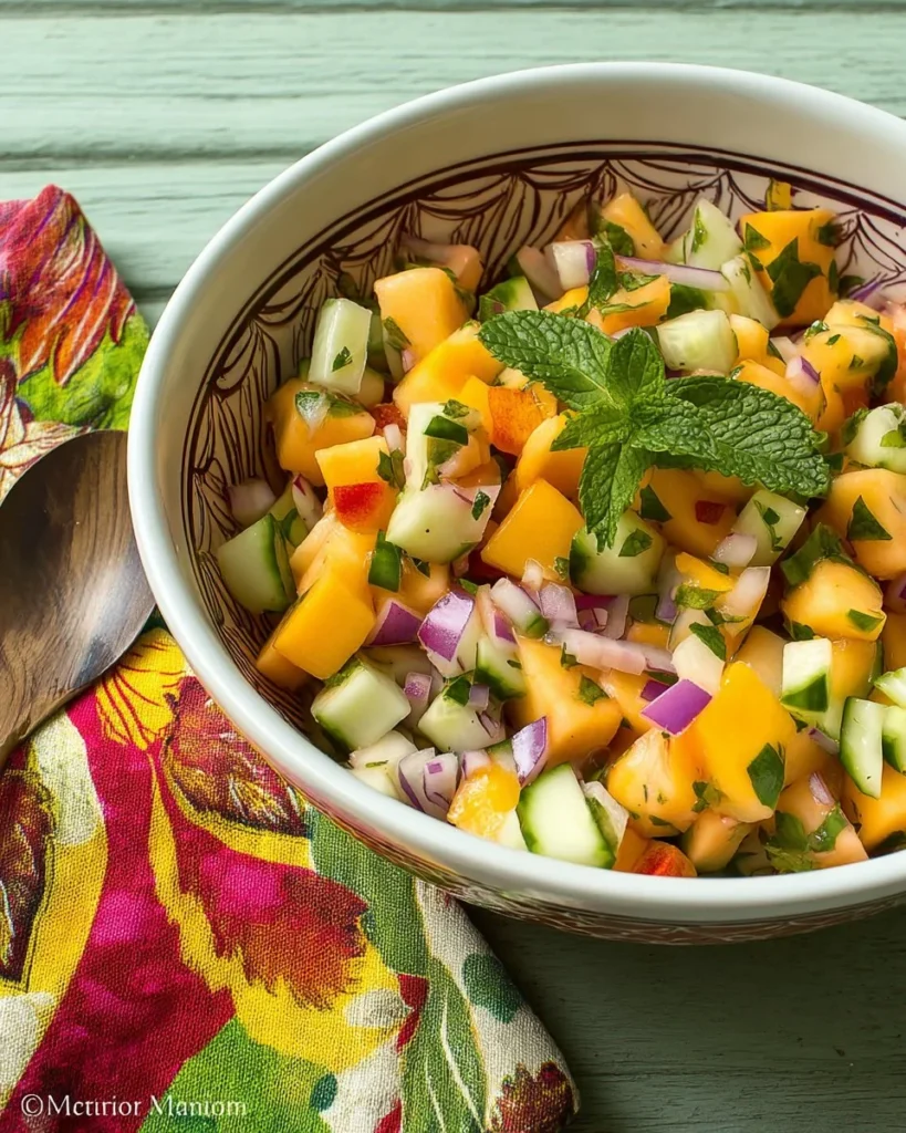 Fresh Peach and Cucumber Salad with vibrant colors and textures