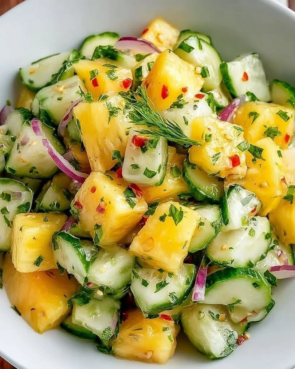 Pineapple Cucumber Salad with vibrant ingredients ready to serve.