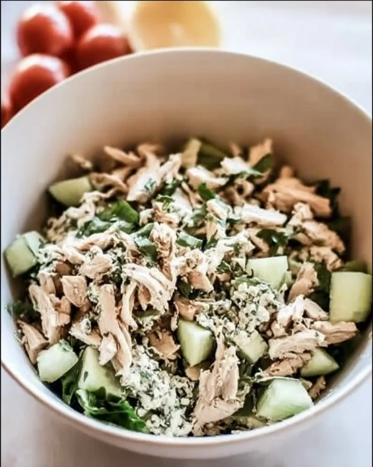 Delicious bowl of rotisserie chicken salad with fresh vegetables