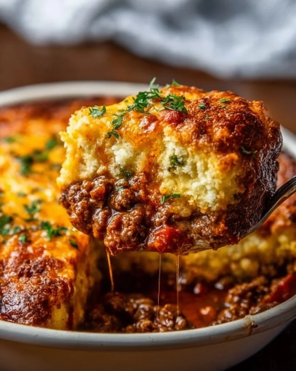 Delicious Sloppy Joe Casserole served in a dish with melted cheese and ground beef