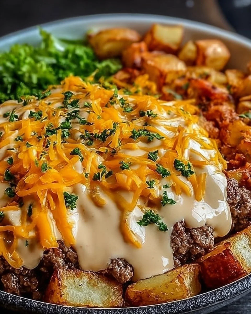 Delicious Smash Burger Bowl with fresh ingredients and toppings