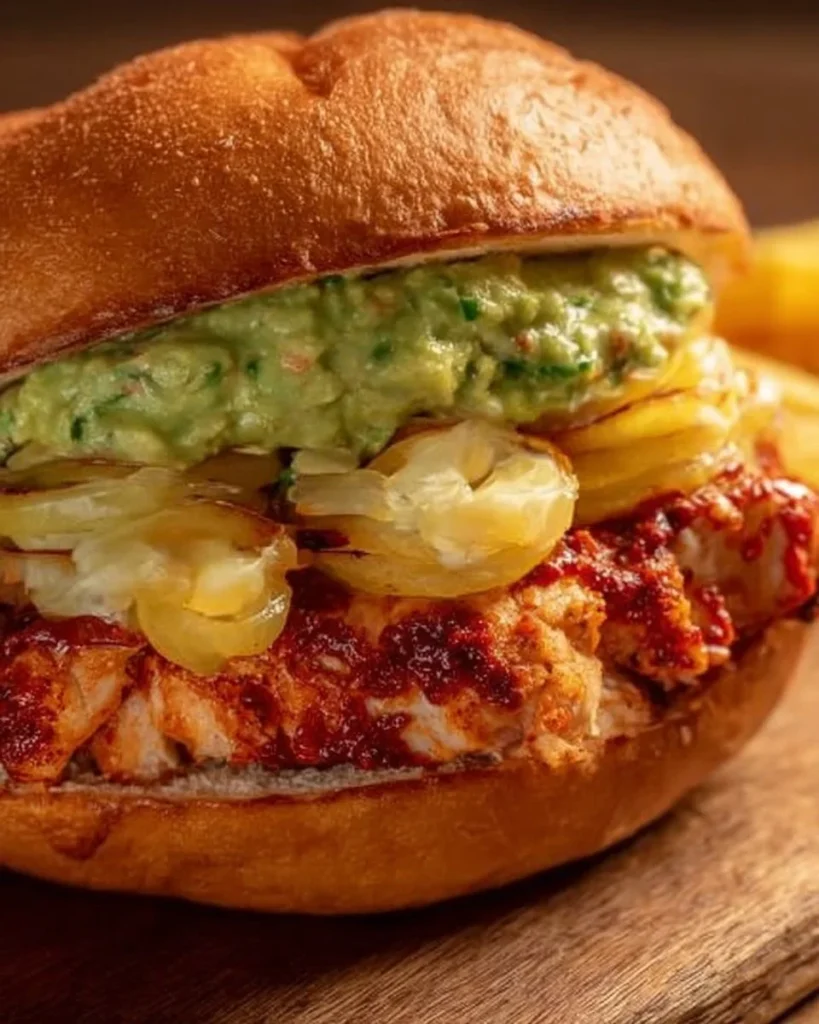 Smoky Chipotle Chicken Sandwich with creamy avocado topping