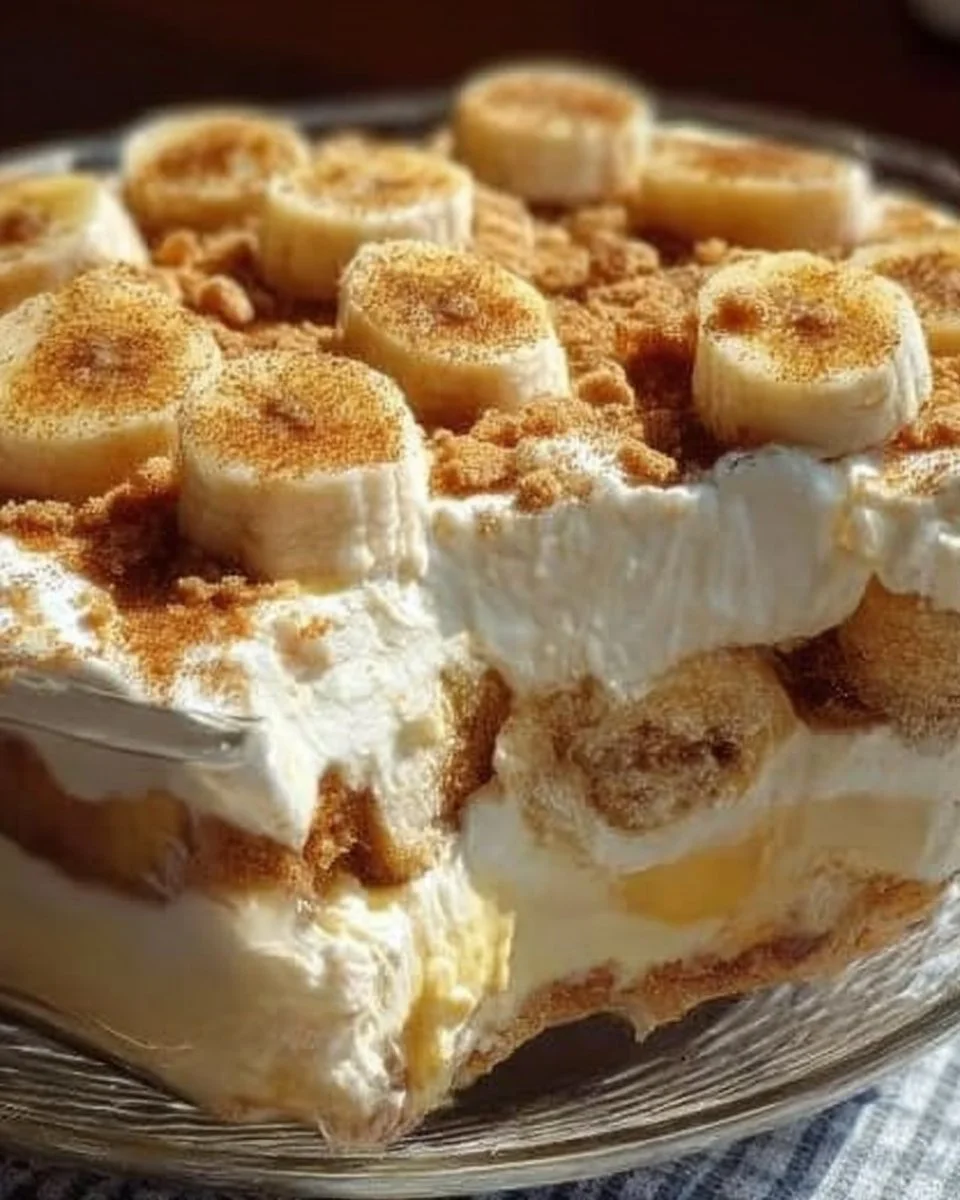 Southern Layered Banana Pudding with creamy layers and sliced bananas
