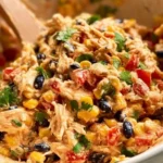 Delicious Southwestern chicken salad with corn, black beans, and avocado