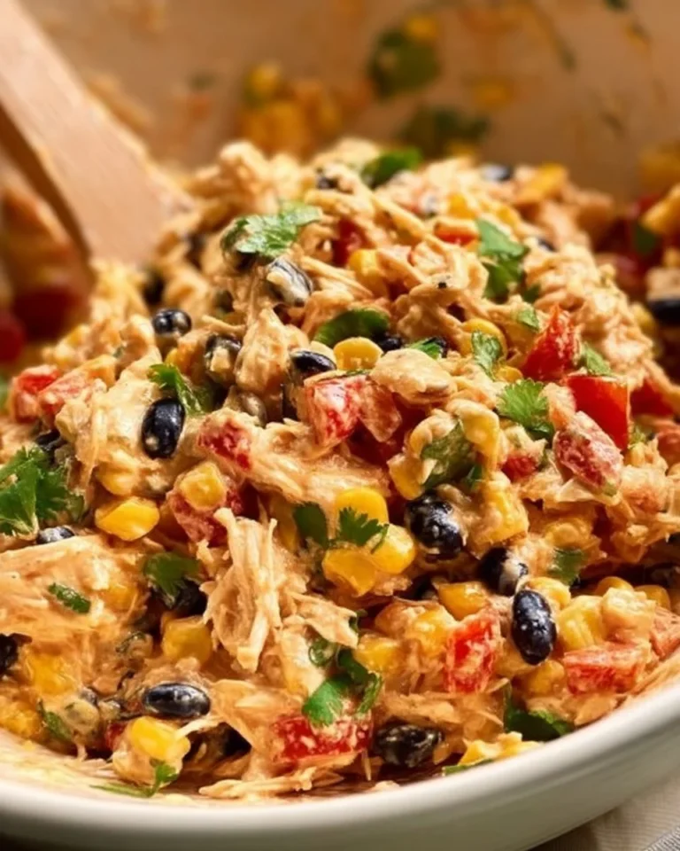 Delicious Southwestern chicken salad with corn, black beans, and avocado