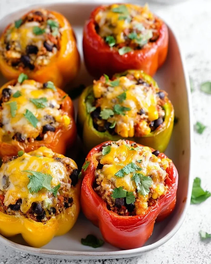 Delicious Southwestern stuffed bell peppers with colorful fillings
