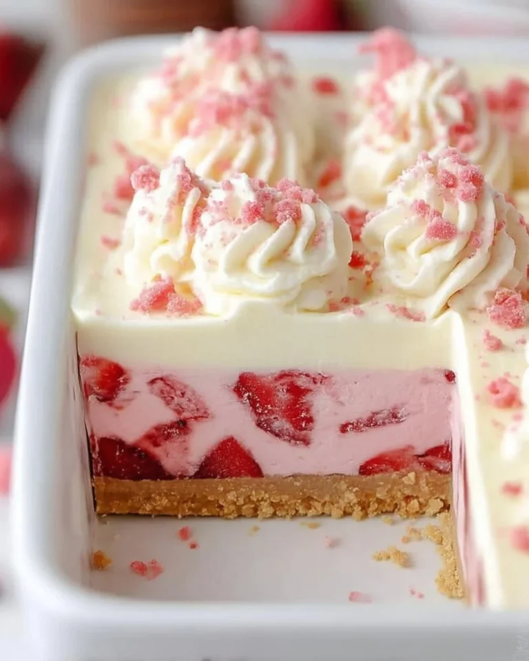 Delicious Strawberry Delight dessert featuring fresh strawberries and whipped cream.