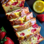 Delicious strawberry lemonade quick bread with fresh strawberries and lemon zest