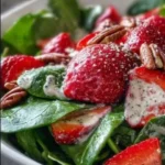 Fresh Strawberry Spinach Salad with nuts and dressing