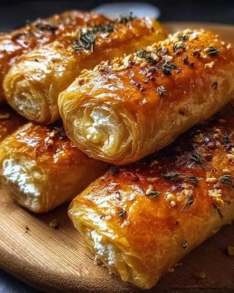 Delicious sweet and savory feta rolls on a rustic wooden table.