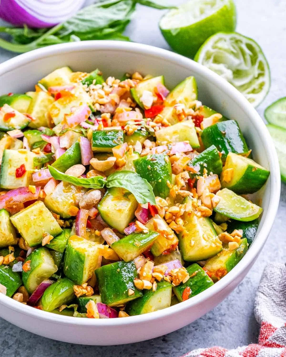 Delicious Thai cucumber salad with fresh veggies and herbs