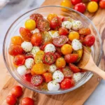 Delicious Tomato Mozzarella Salad with fresh basil and balsamic dressing