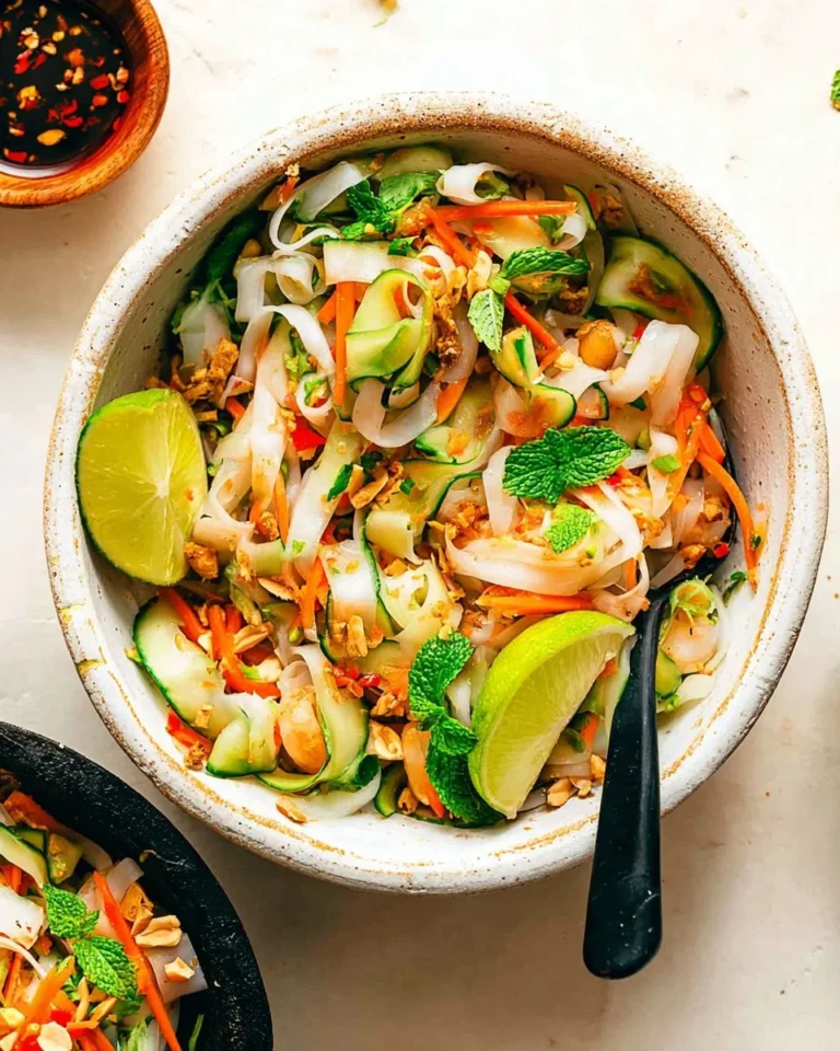 A colorful bowl of Vietnamese Spring Roll Salad with fresh vegetables and herbs