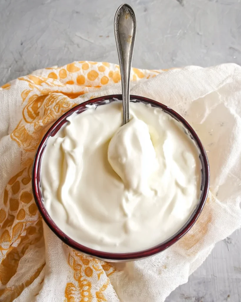Delicious bowl of 3 Ingredient Vanilla Greek Yogurt topped with fresh fruits