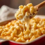 Delicious 4 Cheese Mac and Cheese topped with a golden crust