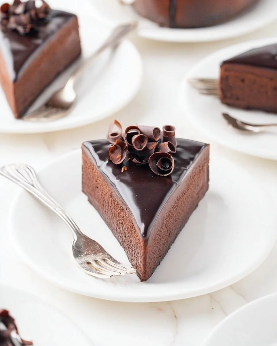 4-Ingredient chocolate cake topped with chocolate frosting and berries