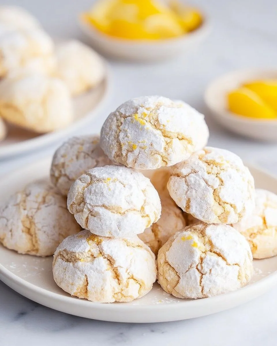 4 ingredient lemon cookies on a baking tray, ready to serve.