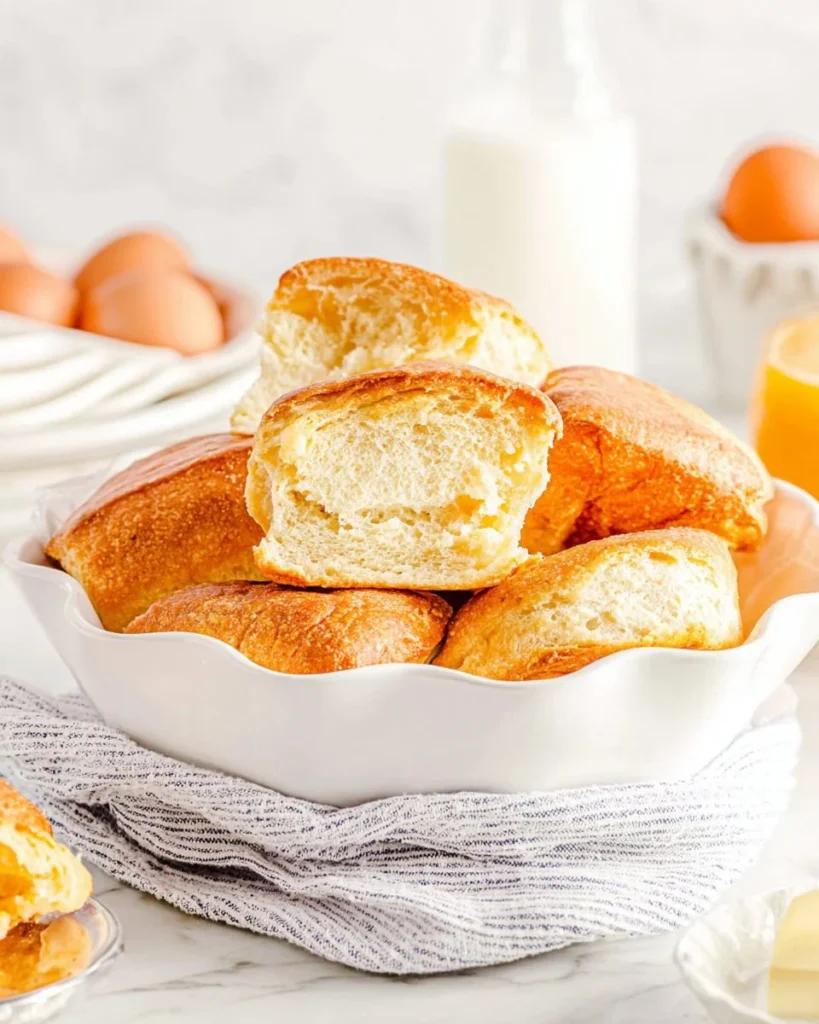 Freshly baked Angel Biscuits on a wooden table