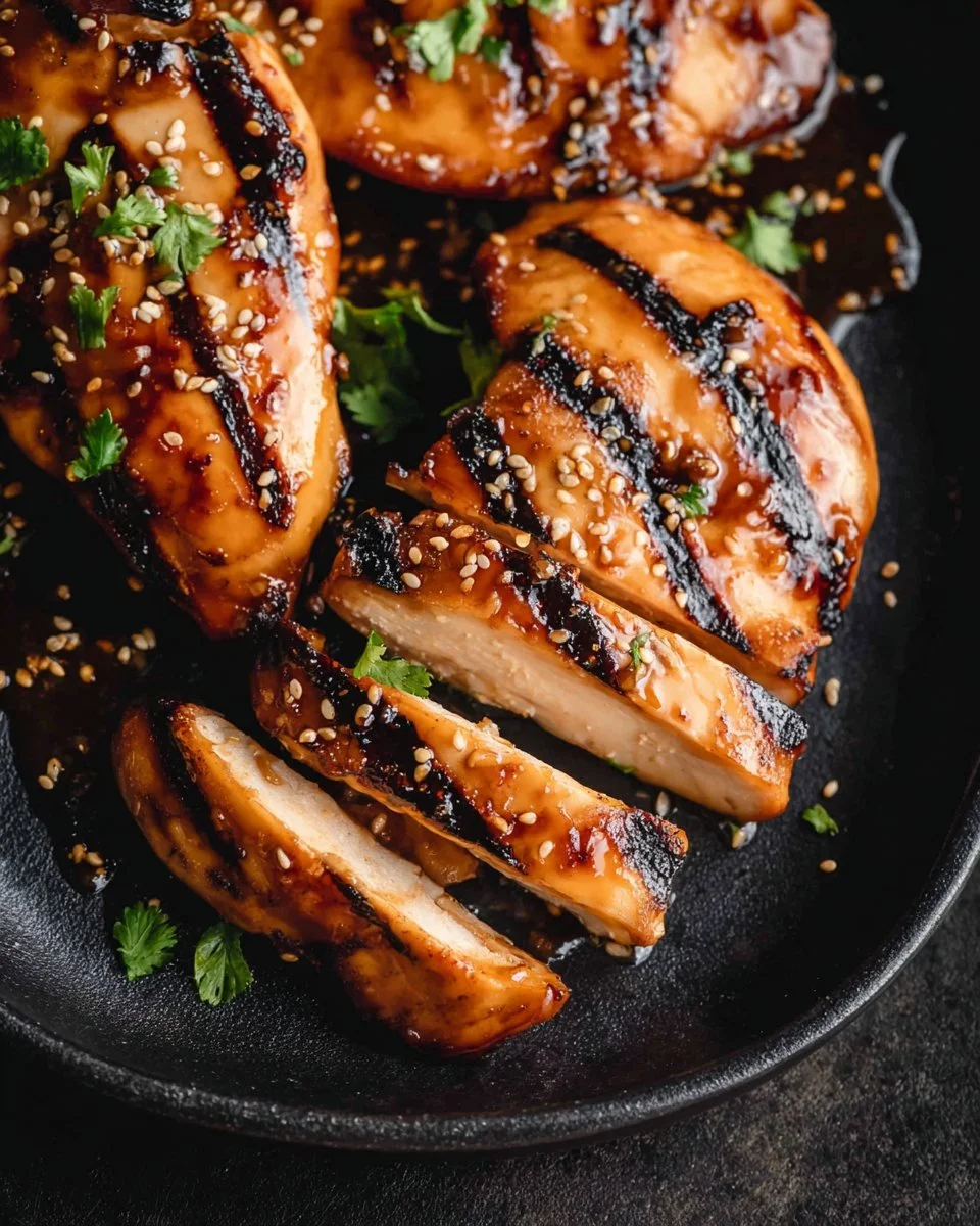 Marinated chicken in an Asian-style marinade ready for grilling.