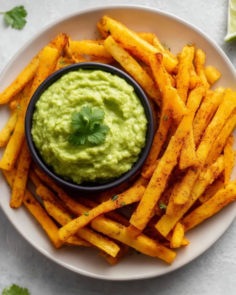 Baked Jicama Fries served in a bowl, golden and crispy.