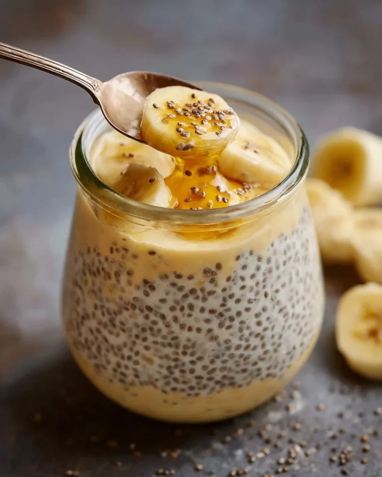 Delicious Banana Chia Honey Milk Pudding served in a bowl