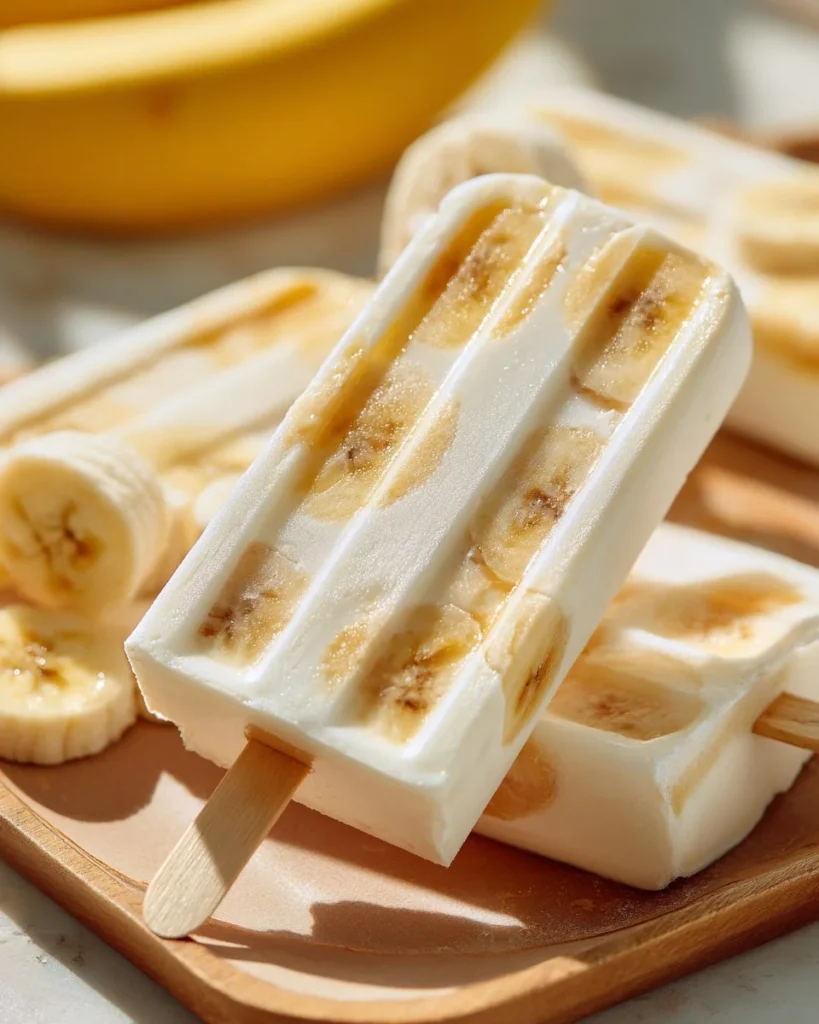 Delicious banana pudding popsicles served in colorful molds