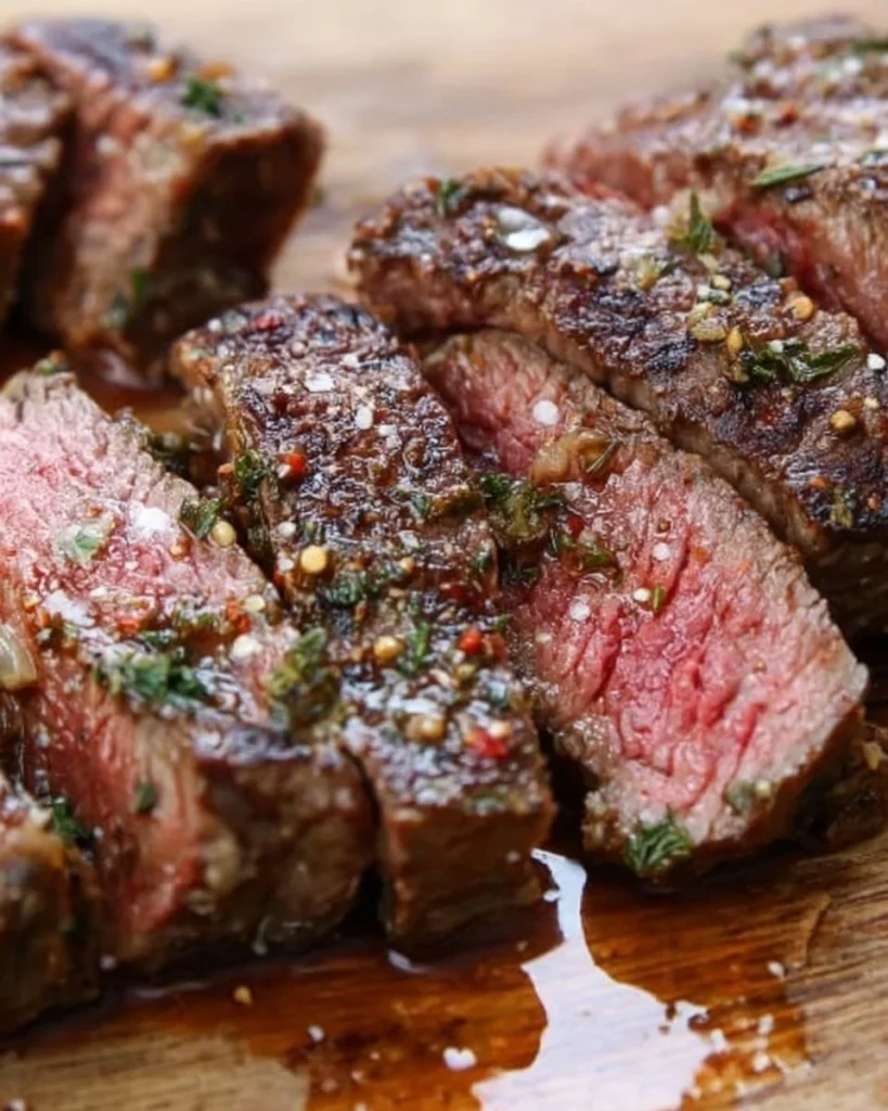 A delicious steak marinated in herbs and spices for grilling