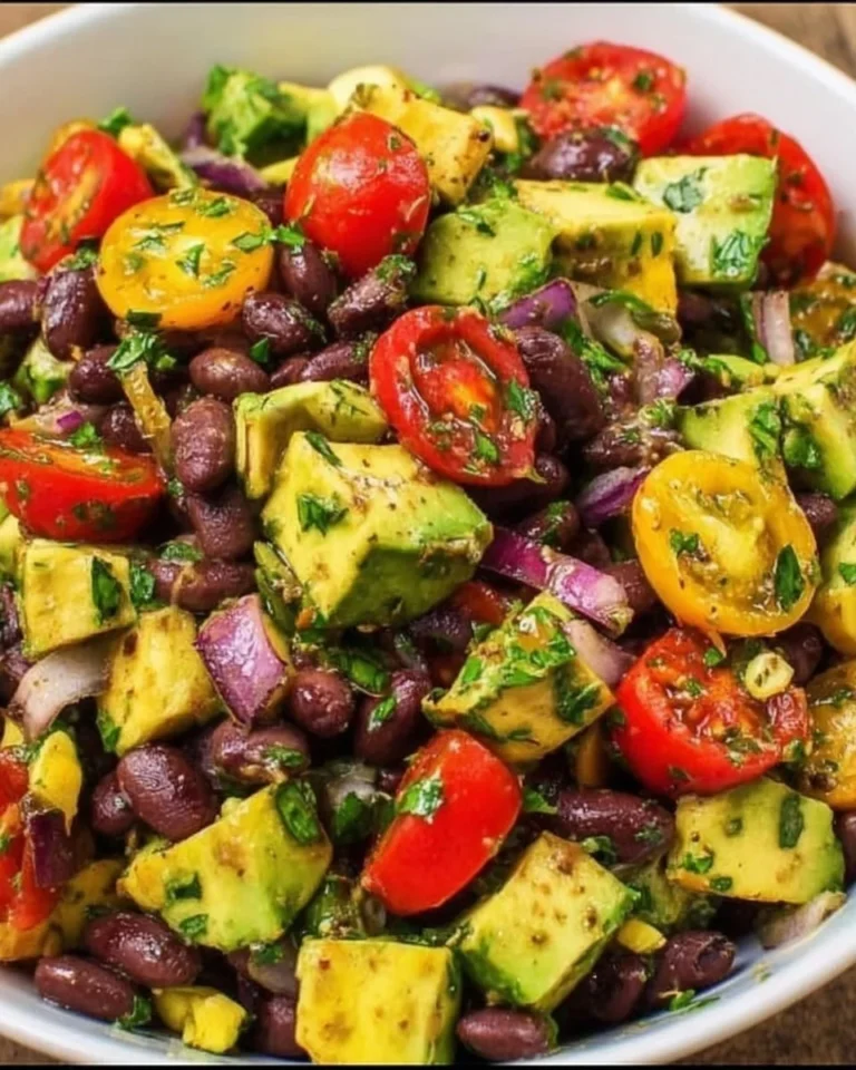 Delicious Black Bean Avocado Salad with fresh ingredients and vibrant colors.