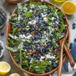 Delicious Blueberry Salad with greens, berries, and nuts