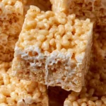 Delicious Brown Butter Rice Krispies Treats on a decorative plate