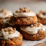 Carrot Walnut Cookies with Cashew Cream Cheese Frosting on a plate
