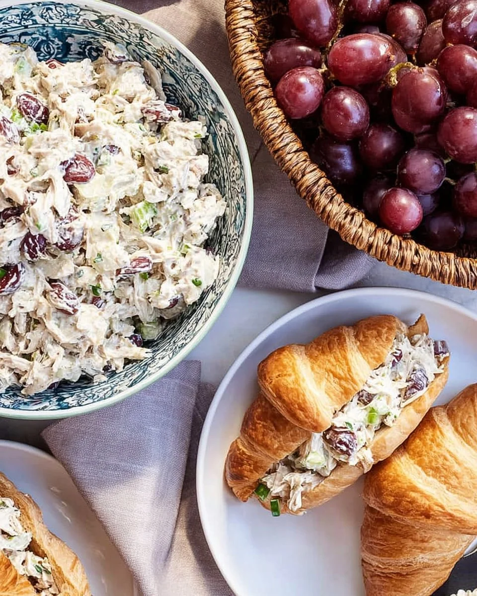 Delicious chicken salad croissant sandwiches ready to be served