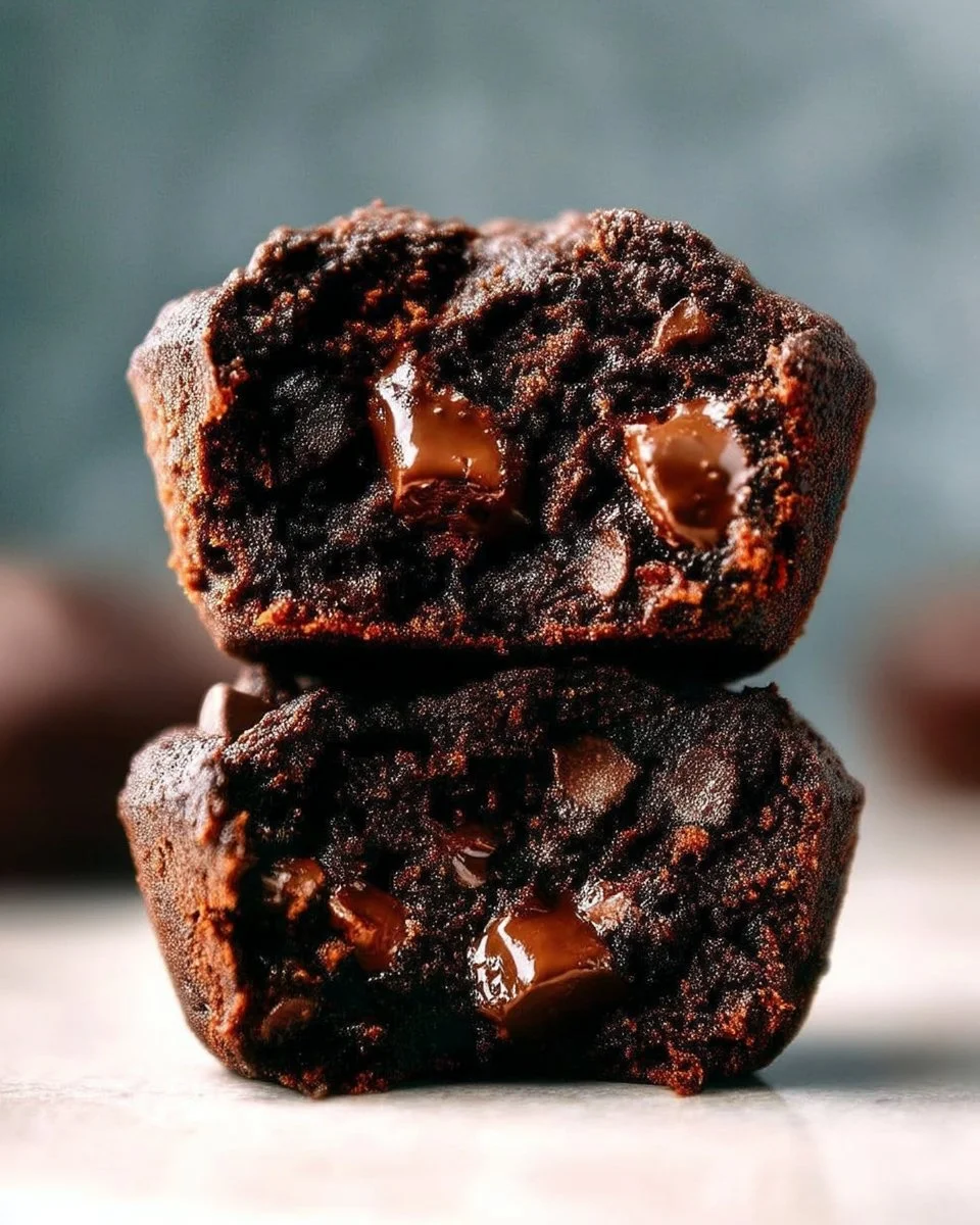 Delicious Chocolate Peanut Butter Muffins freshly baked on a cooling rack