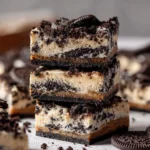Delicious Cookie and Cream Cheesecake Bars garnished with chocolate chips