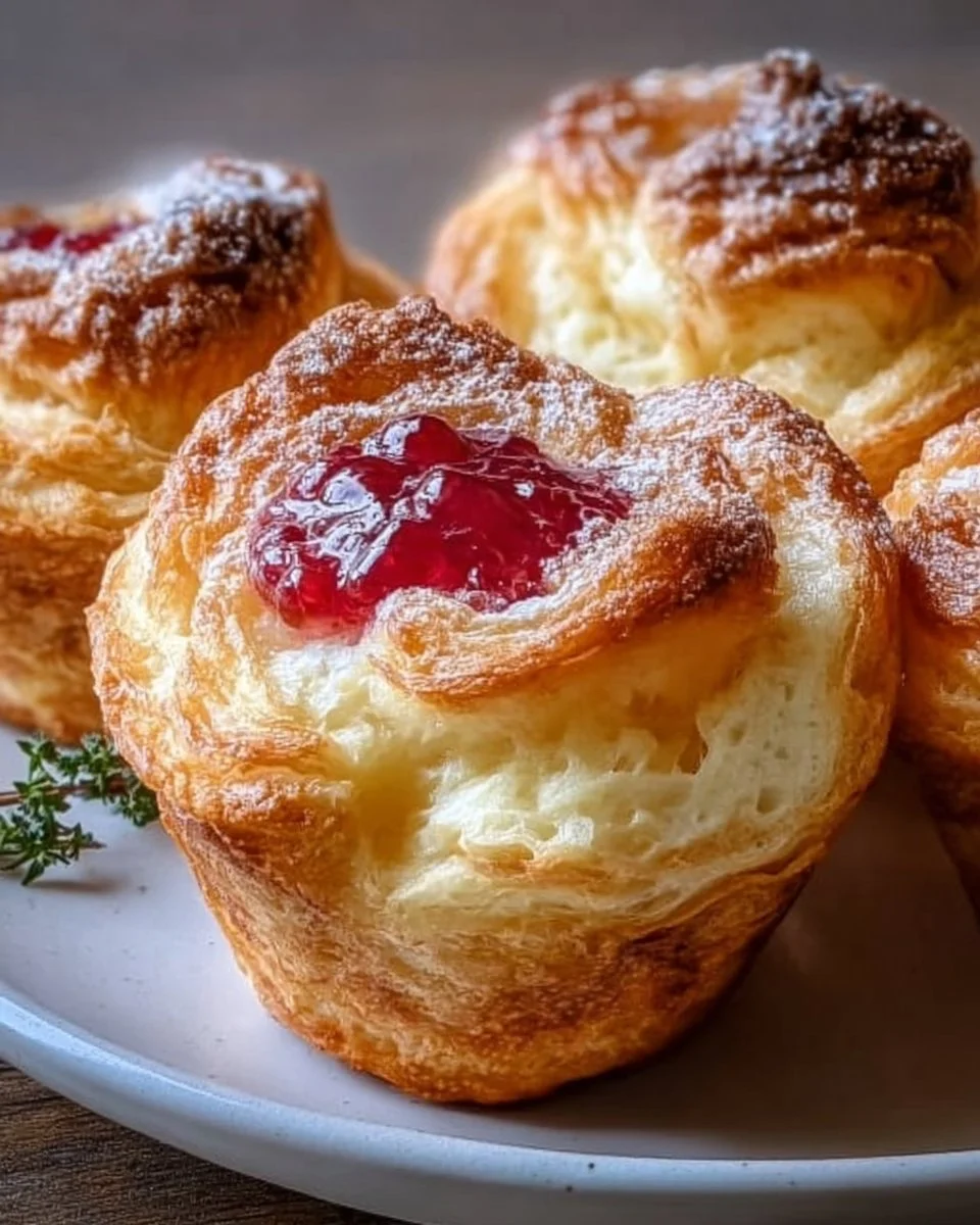 Delicious Creamy Cheese Cruffins with flaky pastry and melted cheese