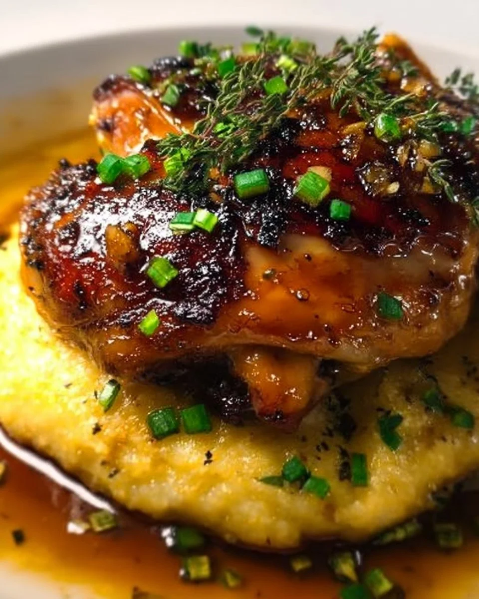 Crispy honey balsamic chicken thighs with a delicious glaze