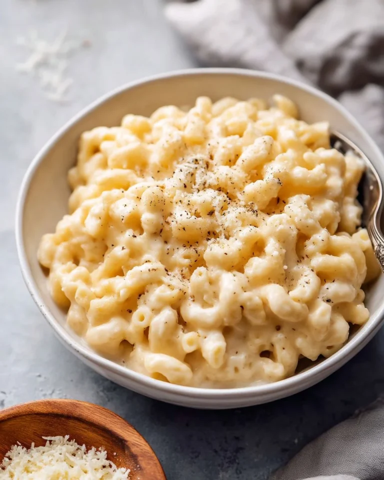 Delicious Crockpot Mac and Cheese in a bowl, topped with breadcrumbs.