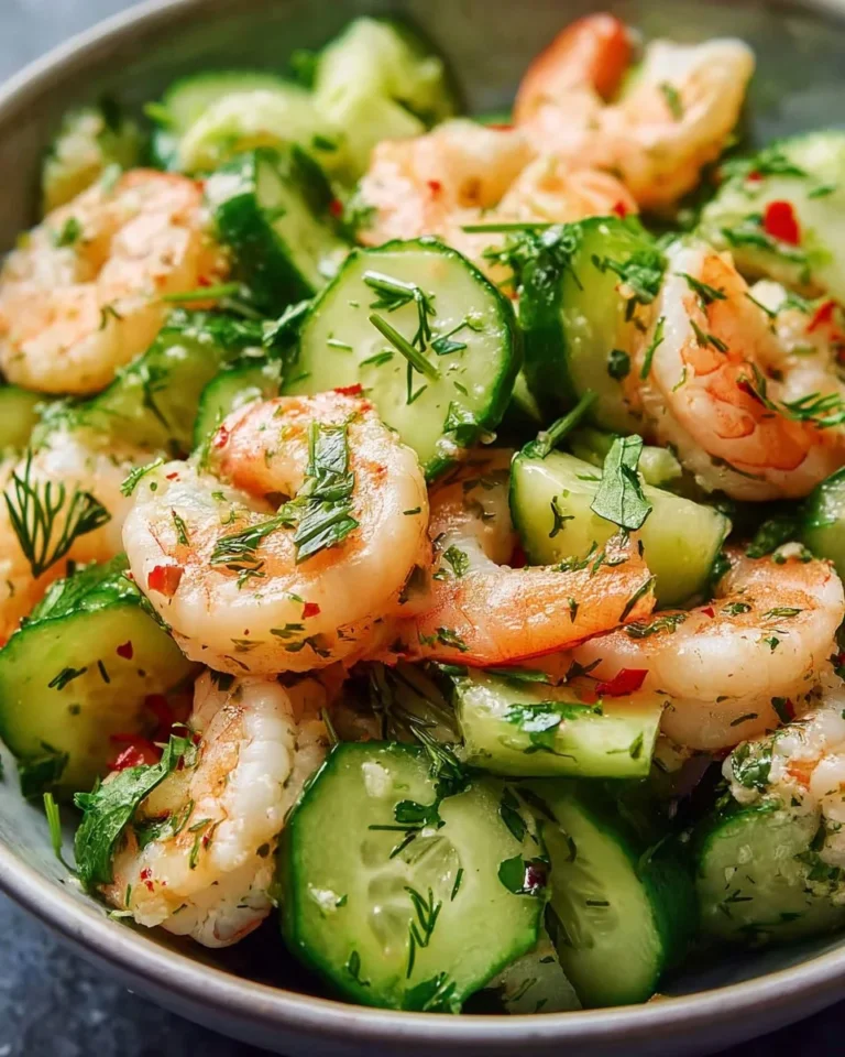 Delicious Cucumber Shrimp Salad with fresh ingredients and vibrant presentation.
