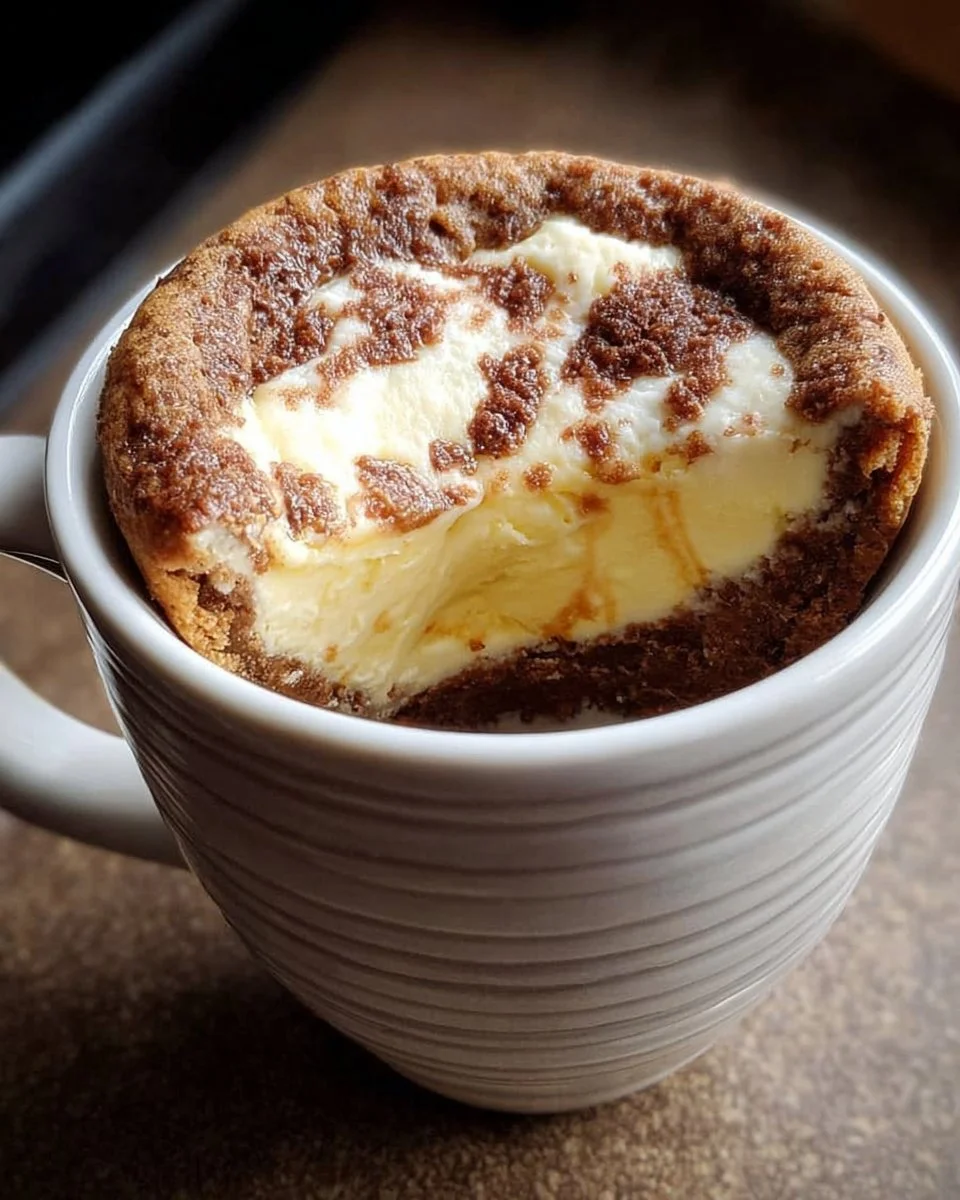 Decadent cheesecake in a mug topped with fresh berries