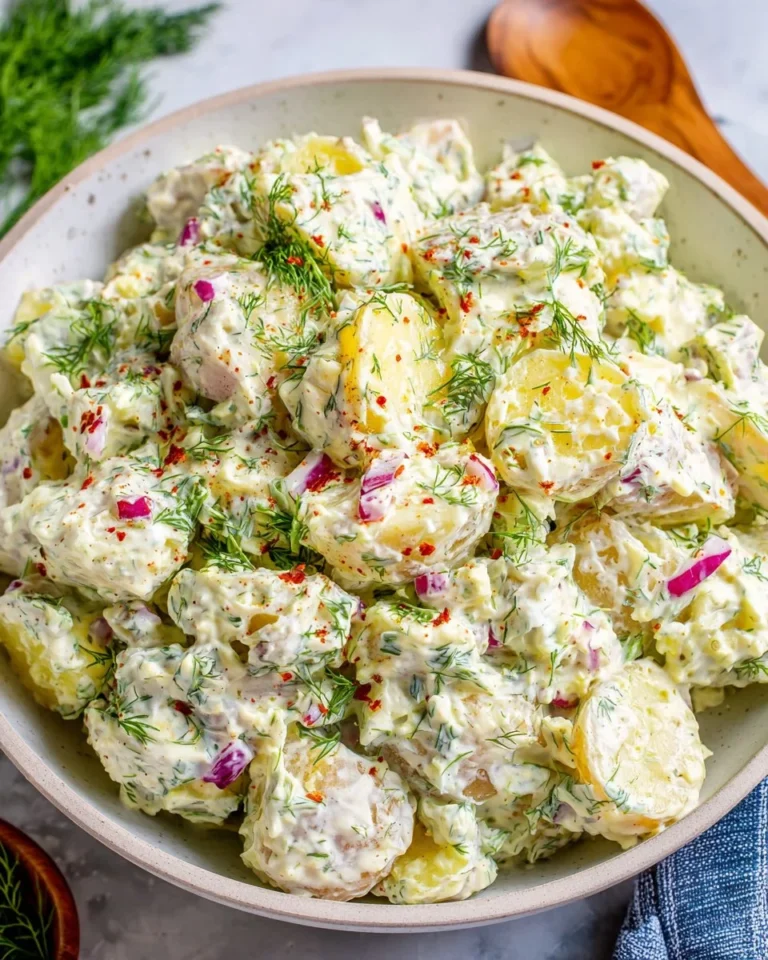 Delicious Dill Potato Salad in a bowl ready to serve
