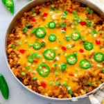 Quick Southwestern beef skillet prepared in 30 minutes with vibrant vegetables.