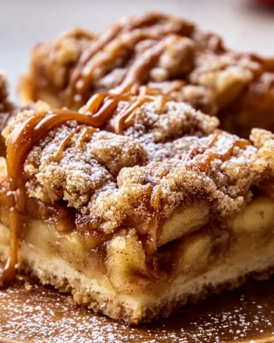 Delicious Easy Apple Pie Bars with cinnamon and apple filling on a dessert plate