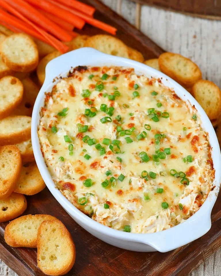 Bowl of easy crab dip served with crackers and vegetables