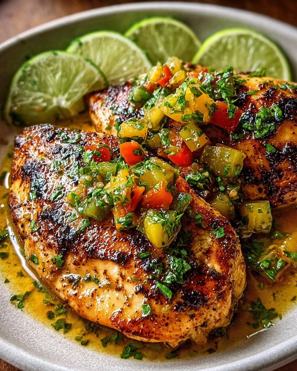 Easy lime chicken dinner served with vegetables on a plate