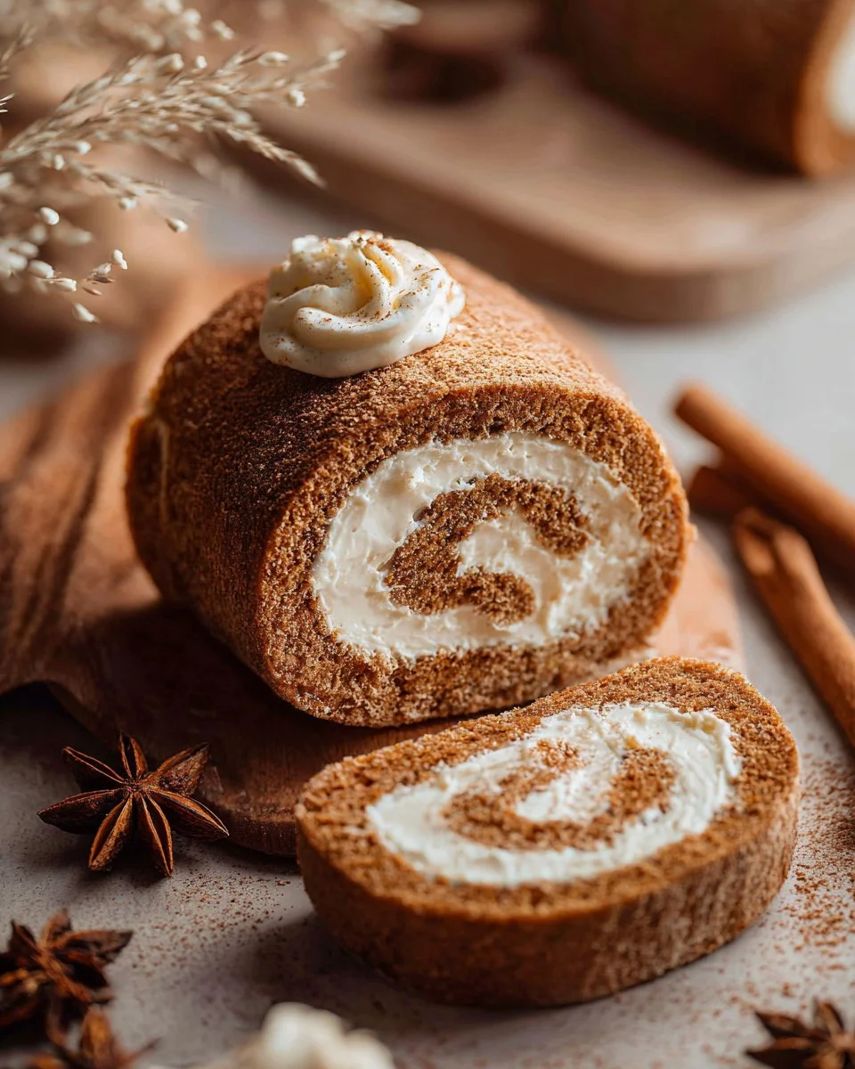 Fluffy cinnamon cake roll with cream cheese frosting on a plate