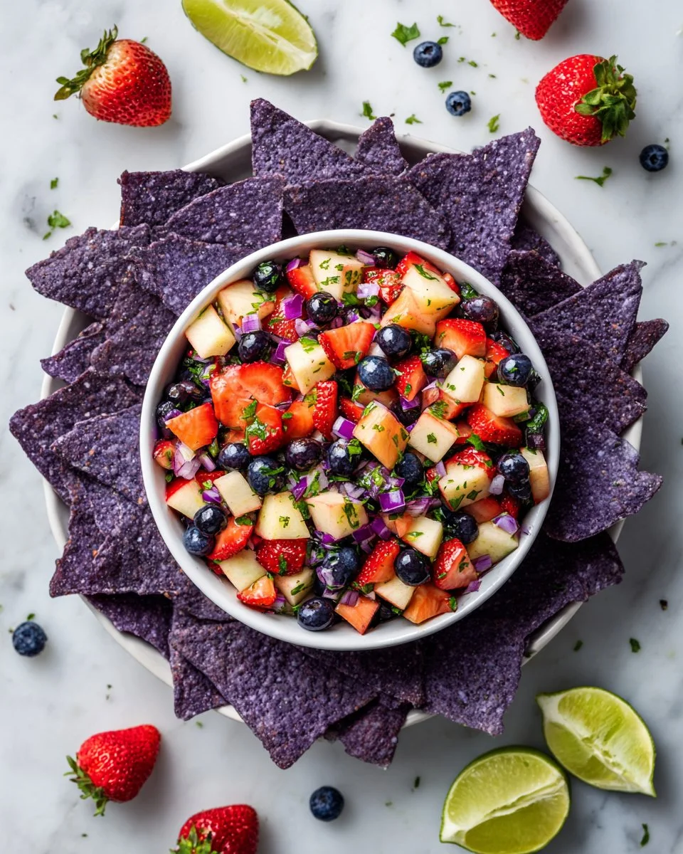 Colorful fruit salsa made with fresh ingredients for a delicious topping or dip
