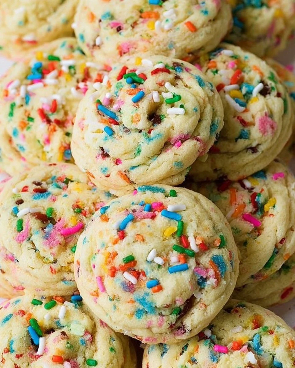 Delicious Funfetti Pudding Mix Cookies with colorful sprinkles